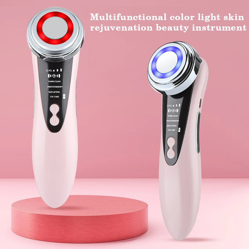 Massageador Facial EMS - Terapia de Luz LED &amp; Vibração de Íons Sônicos ✨
